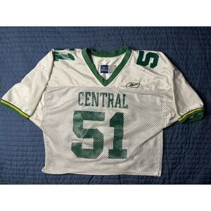 Vintage Reebok Team Uniforms Football Jersey Men's XL White Central #51